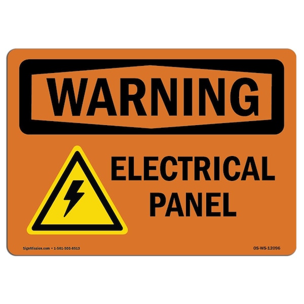 Safety Sign, OSHA WARNING, 7" Height, 10" Width, Aluminum, Electrical Panel, Landscape